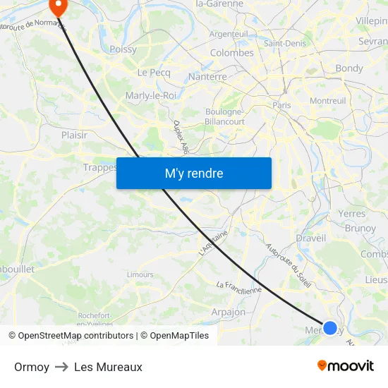 Ormoy to Les Mureaux map