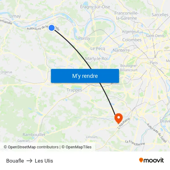 Bouafle to Les Ulis map