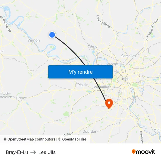 Bray-Et-Lu to Les Ulis map