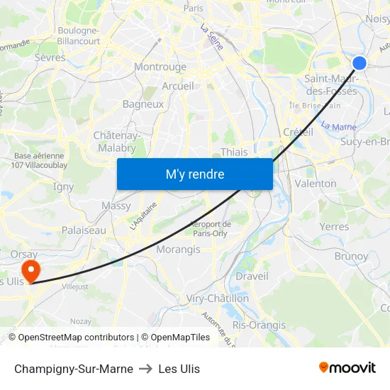 Champigny-Sur-Marne to Les Ulis map
