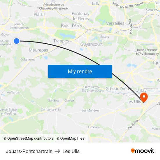 Jouars-Pontchartrain to Les Ulis map