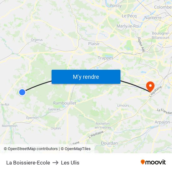 La Boissiere-Ecole to Les Ulis map