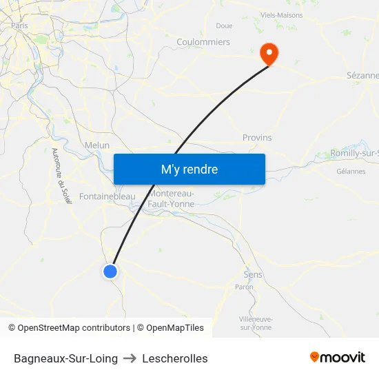 Bagneaux-Sur-Loing to Lescherolles map
