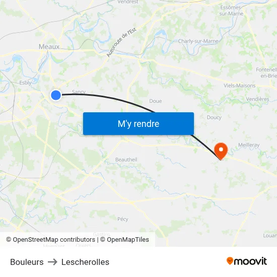 Bouleurs to Lescherolles map