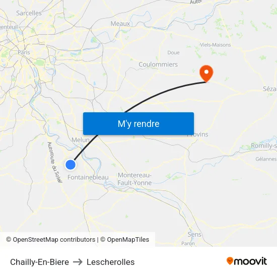 Chailly-En-Biere to Lescherolles map