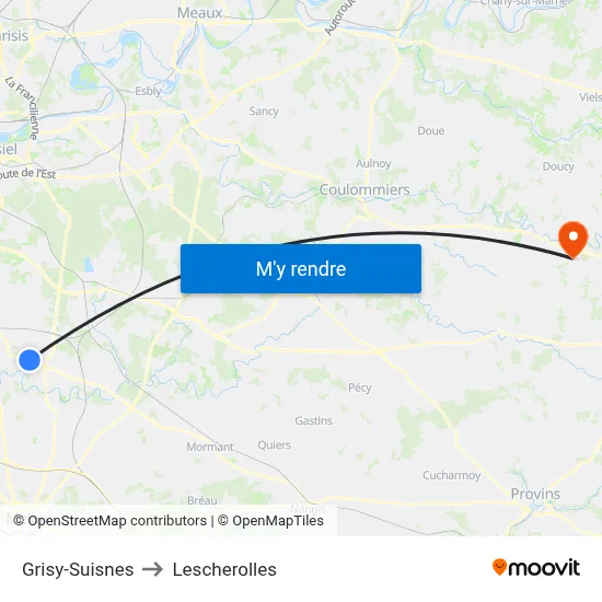 Grisy-Suisnes to Lescherolles map