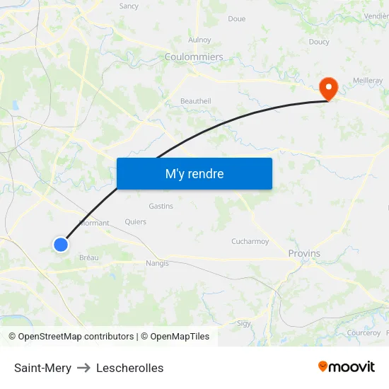 Saint-Mery to Lescherolles map