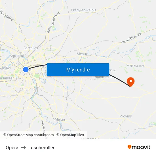 Opéra to Lescherolles map