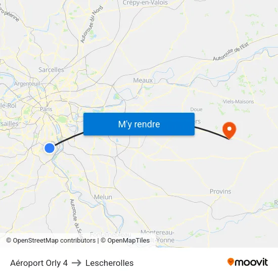 Aéroport Orly 4 to Lescherolles map
