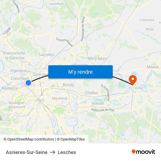 Asnieres-Sur-Seine to Lesches map