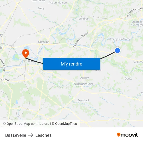 Bassevelle to Lesches map