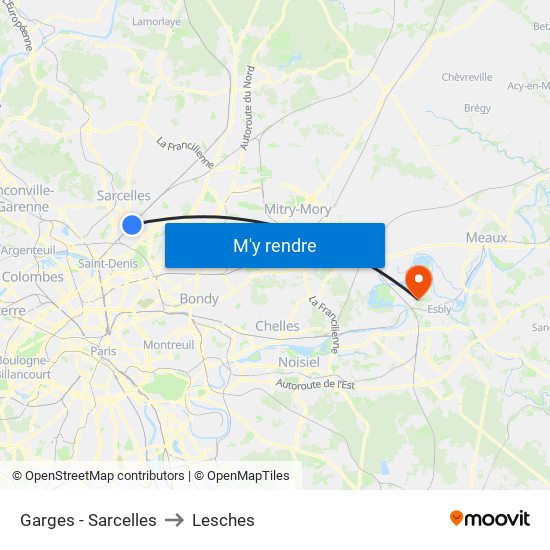 Garges - Sarcelles to Lesches map