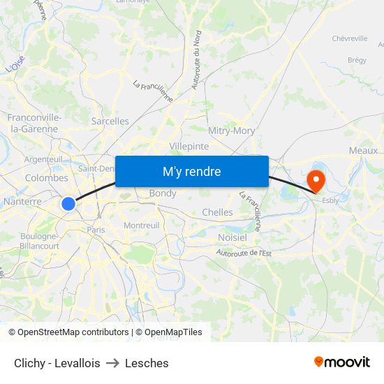 Clichy - Levallois to Lesches map