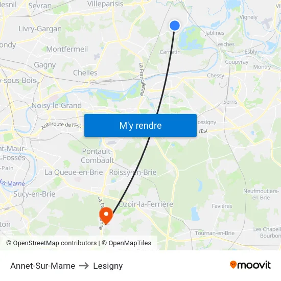 Annet-Sur-Marne to Lesigny map
