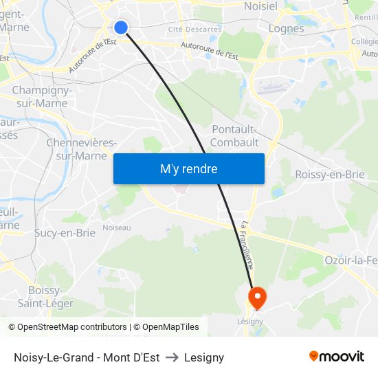 Noisy-Le-Grand - Mont D'Est to Lesigny map