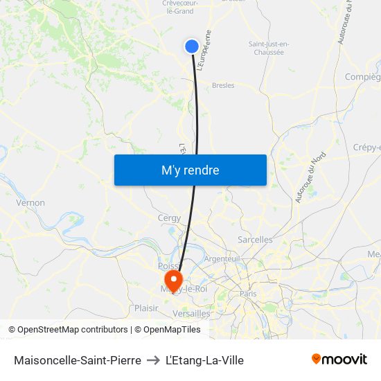 Maisoncelle-Saint-Pierre to L'Etang-La-Ville map