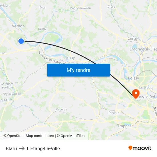 Blaru to L'Etang-La-Ville map
