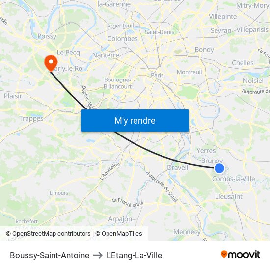 Boussy-Saint-Antoine to L'Etang-La-Ville map