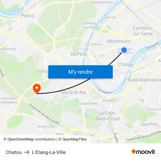 Chatou to L'Etang-La-Ville map