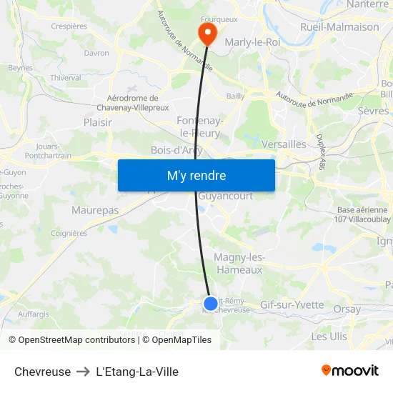 Chevreuse to L'Etang-La-Ville map