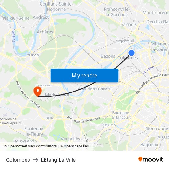 Colombes to L'Etang-La-Ville map
