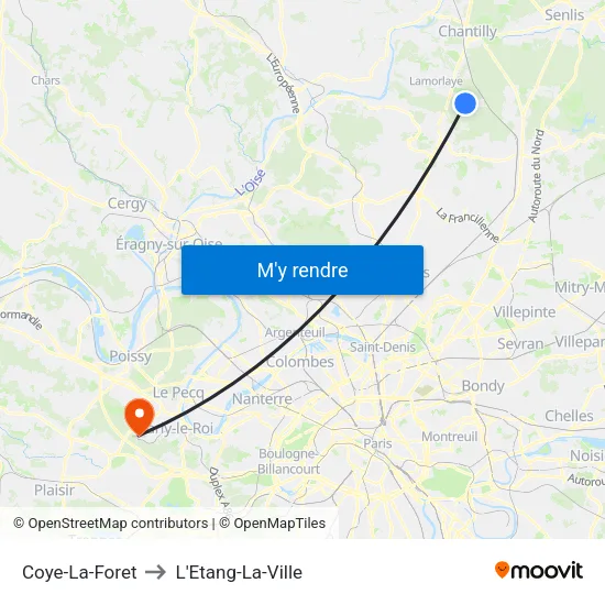 Coye-La-Foret to L'Etang-La-Ville map