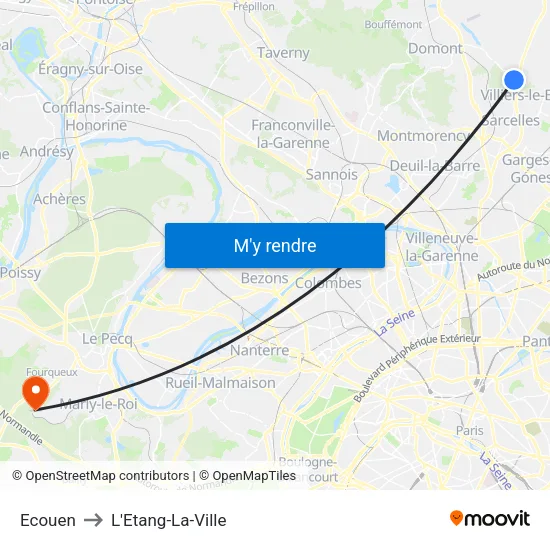 Ecouen to L'Etang-La-Ville map