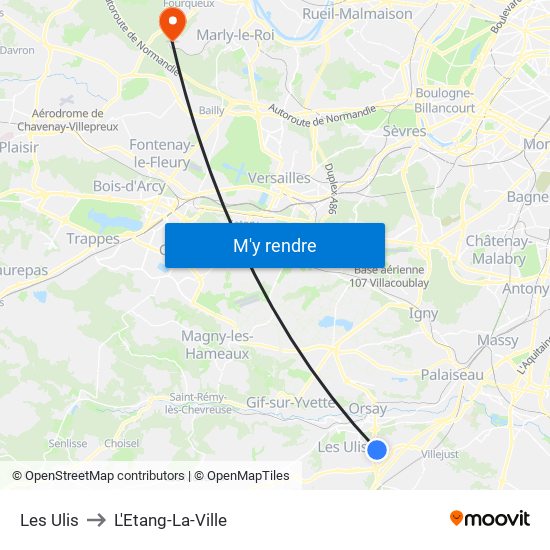 Les Ulis to L'Etang-La-Ville map