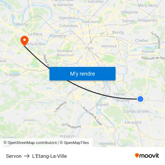 Servon to L'Etang-La-Ville map