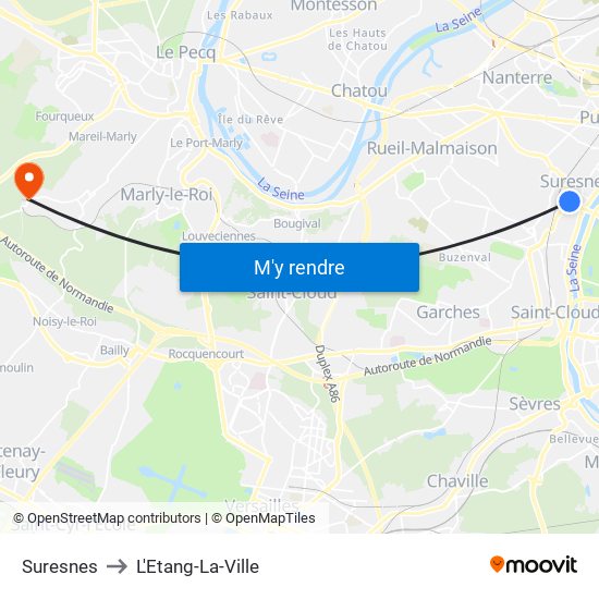 Suresnes to L'Etang-La-Ville map