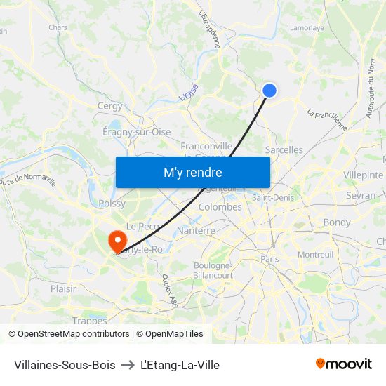 Villaines-Sous-Bois to L'Etang-La-Ville map