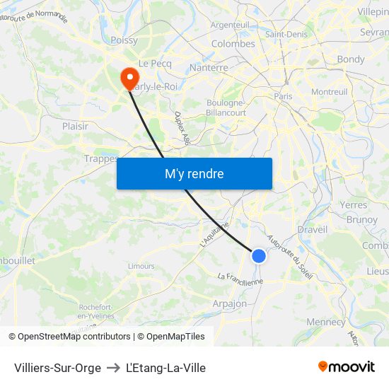 Villiers-Sur-Orge to L'Etang-La-Ville map