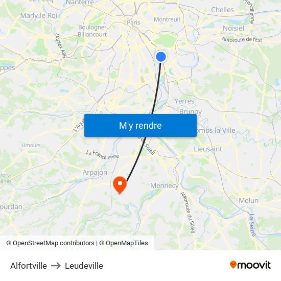 Alfortville to Leudeville map