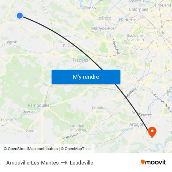 Arnouville-Les-Mantes to Leudeville map