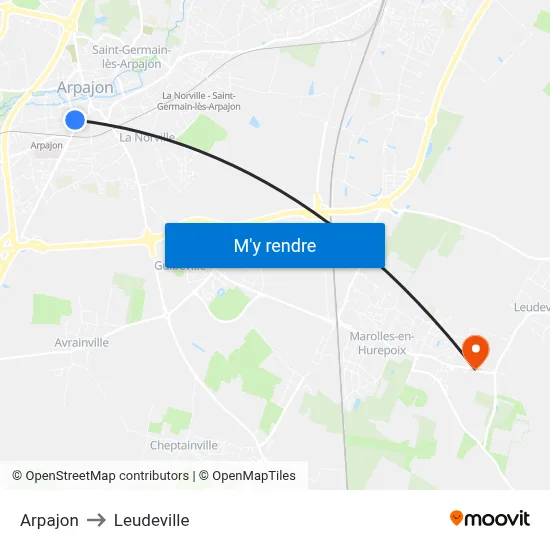 Arpajon to Leudeville map