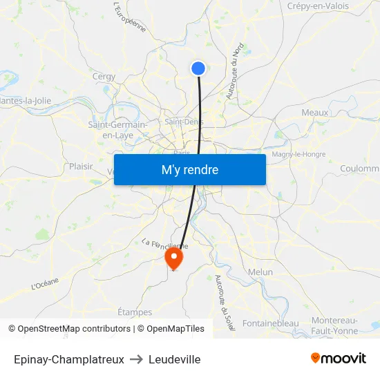 Epinay-Champlatreux to Leudeville map