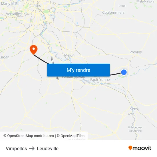 Vimpelles to Leudeville map