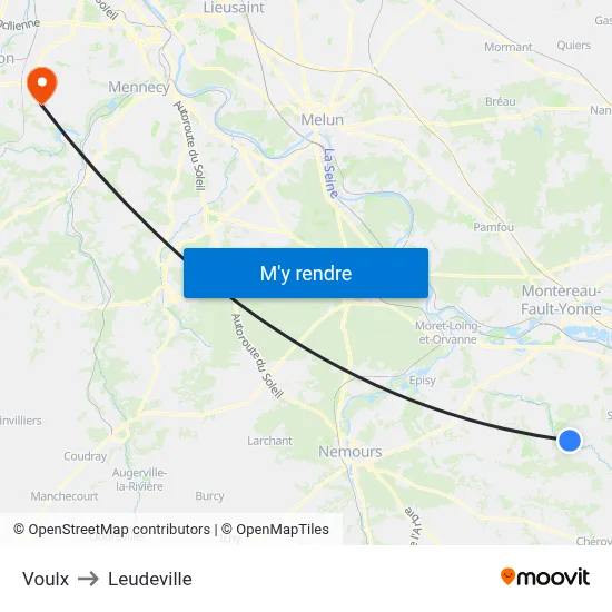 Voulx to Leudeville map