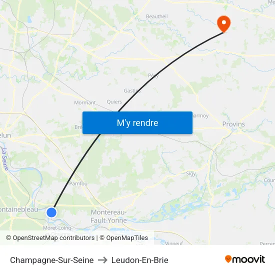 Champagne-Sur-Seine to Leudon-En-Brie map