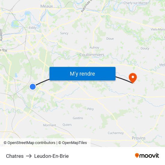 Chatres to Leudon-En-Brie map