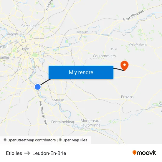 Etiolles to Leudon-En-Brie map