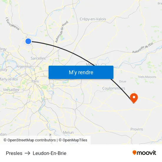 Presles to Leudon-En-Brie map