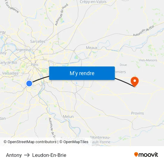 Antony to Leudon-En-Brie map