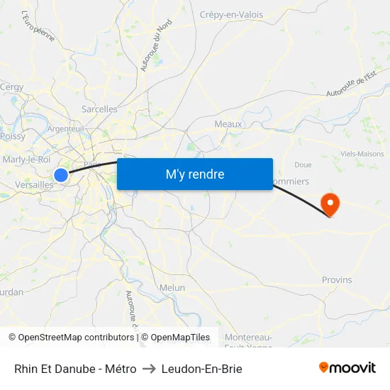 Rhin Et Danube - Métro to Leudon-En-Brie map