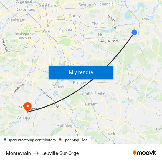 Montevrain to Leuville-Sur-Orge map