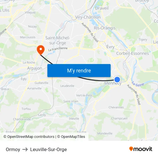 Ormoy to Leuville-Sur-Orge map