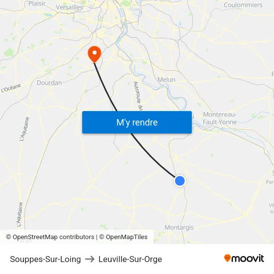 Souppes-Sur-Loing to Leuville-Sur-Orge map