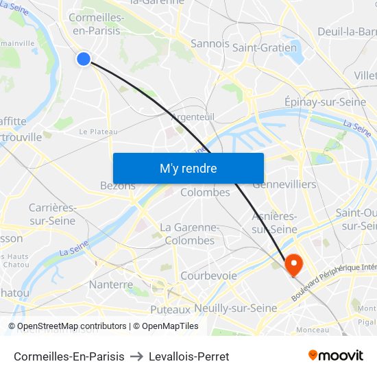 Cormeilles-En-Parisis to Levallois-Perret map