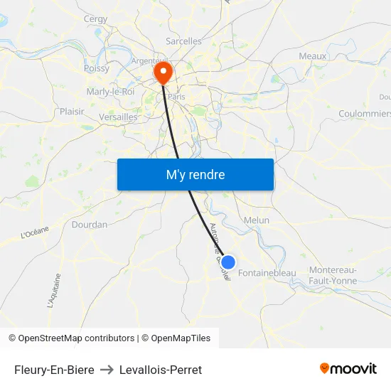 Fleury-En-Biere to Levallois-Perret map