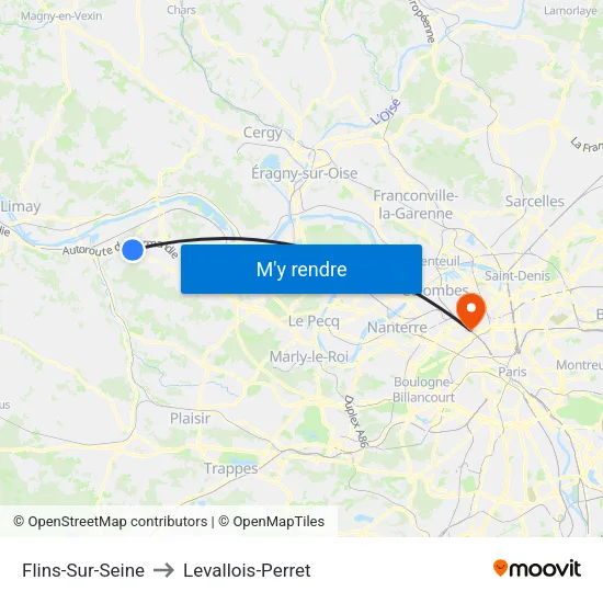 Flins-Sur-Seine to Levallois-Perret map